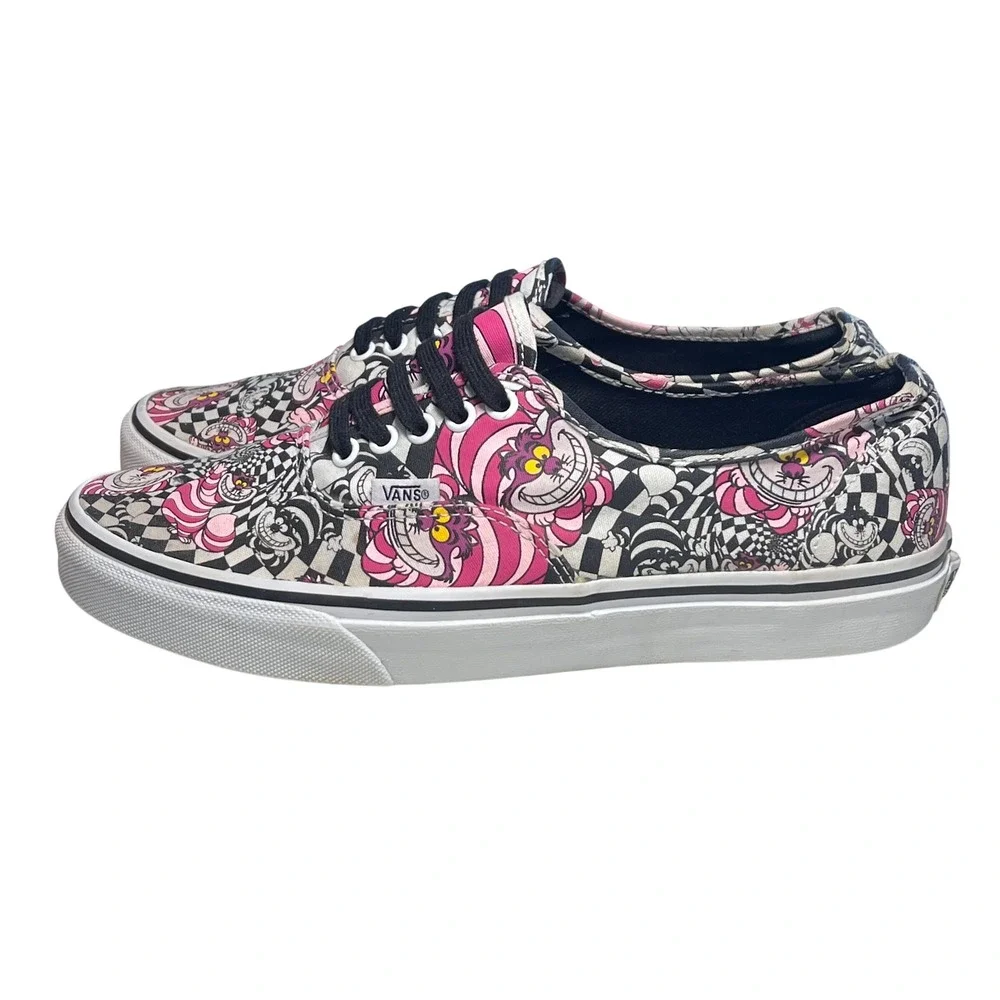 Vans Authentic Disney Cheshire Cat Women 10.5 Mens 9 Alice in Wonderland Checker